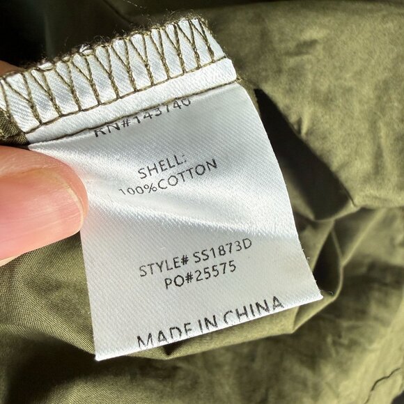 Avara Rhett Dress Mini Zip Up Balloon Sleeve Zip Up Cotton Poplin Olive Green L - Picture 8 of 13